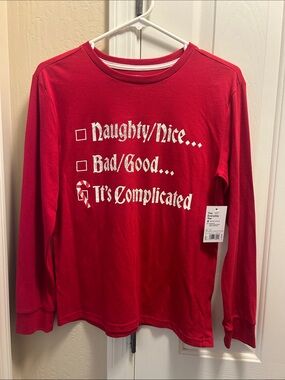 Sonoma Red Long-Sleeve Kids Holiday Tee Naughty/Nice